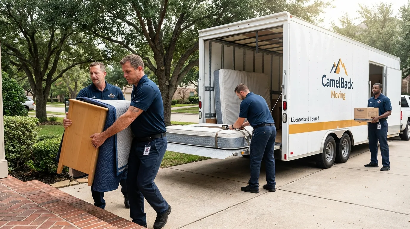 Crew loading residential truck for cross-state move from Turner, OR